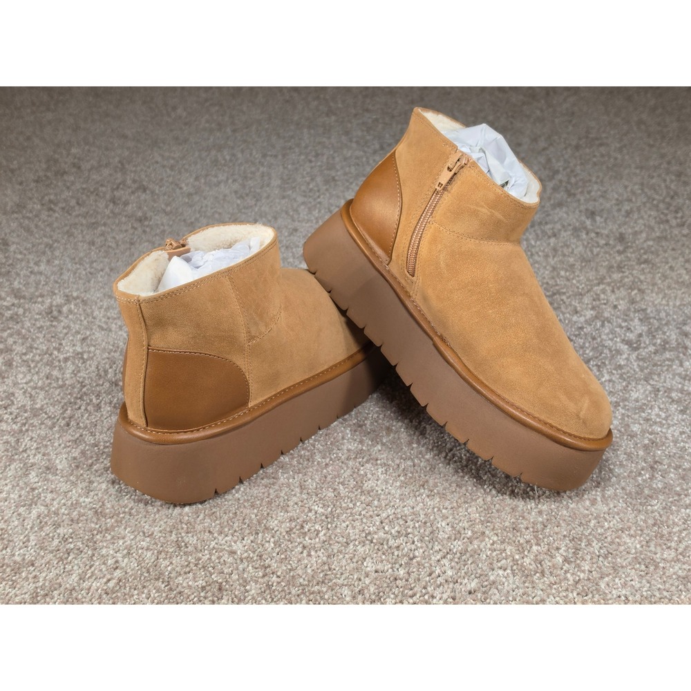 Wild Fable Missy Platform Boots Chestnut Faux Suede Ankle Booties Tan Size 7 - Picture 3 of 5